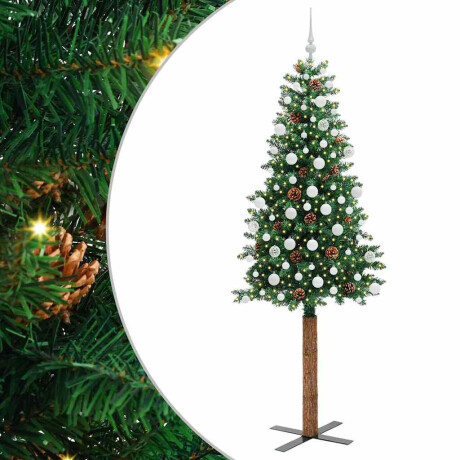 vidaXL Slanke Kerstboom Groen 210 cm PVC en massief dennenhout afbeelding2 - 1