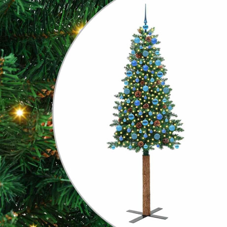 vidaXL Slanke Kerstboom Groen 210 cm PVC en massief dennenhout afbeelding2 - 1