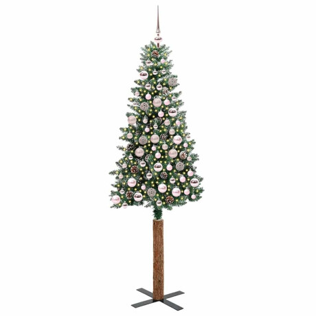 vidaXL Slanke Kerstboom Groen en Wit 180 cm PVC en massief dennenhout afbeelding2 - 1