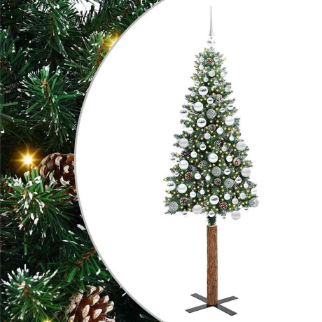 vidaXL Slanke Kerstboom Groen en Wit 180 cm PVC en massief dennenhout afbeelding2 - 1