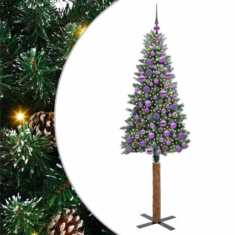 vidaXL Slanke Kerstboom Groen en Wit 180 cm PVC en massief dennenhout afbeelding2 - 1