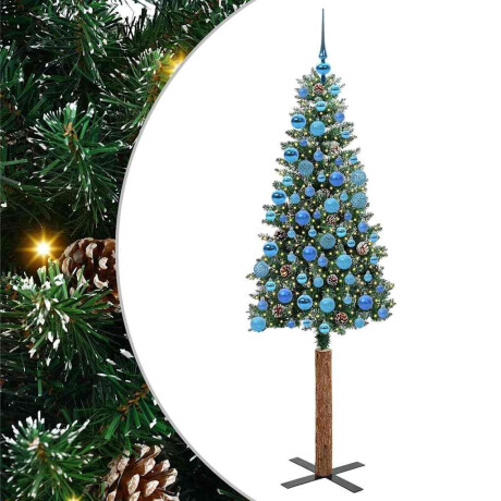 vidaXL Slanke Kerstboom Groen en Wit 180 cm PVC en massief dennenhout afbeelding2 - 1