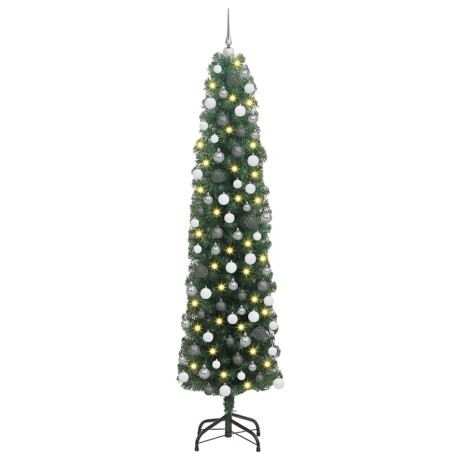 vidaXL Slanke Kerstboom Groen 48 x 48 x 180 cm Kunststof en metaal afbeelding2 - 1