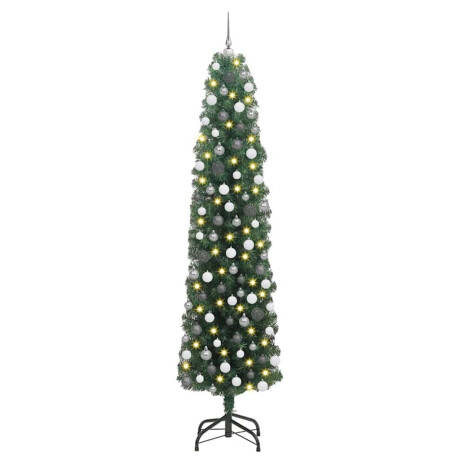 vidaXL Slanke Kerstboom Groen 55 x 55 x 210 cm Kunststof en metaal afbeelding2 - 1