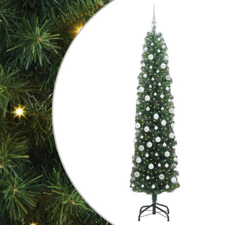 vidaXL Kunstkerstboom Groen 210 cm PVC en Staal en Kunststof afbeelding2 - 1