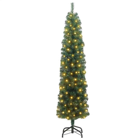 vidaXL Slanke Kerstboom Groen 61 x 61 x 240 cm Kunststof en metaal afbeelding2 - 1