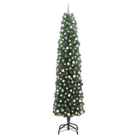 vidaXL Slanke Kerstboom Groen 61 x 61 x 240 cm Kunststof en metaal afbeelding2 - 1