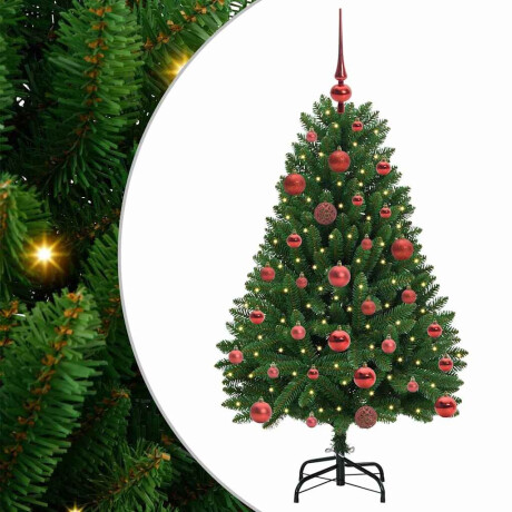 vidaXL Kunstkerstboom met LED -striplichten Groen 120 cm PVC en Metaal afbeelding2 - 1