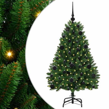 vidaXL Kunstkerstboom met LED -striplichten Groen 120 cm PVC en Metaal afbeelding2 - 1