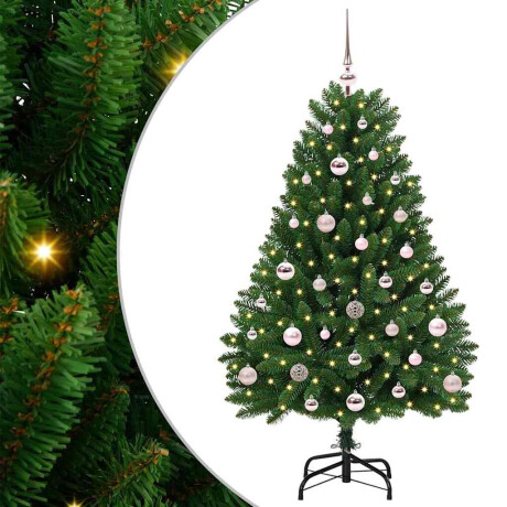 vidaXL Kunstkerstboom met LED -striplichten Groen 120 cm PVC en Metaal afbeelding2 - 1