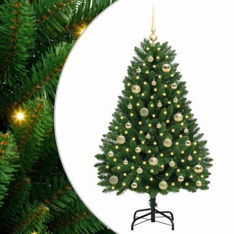vidaXL Kunstkerstboom met LED -striplichten Groen 120 cm PVC en Metaal afbeelding2 - 1
