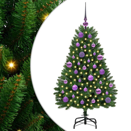 vidaXL Kunstkerstboom met LED -striplichten Groen 120 cm PVC en Metaal afbeelding2 - 1