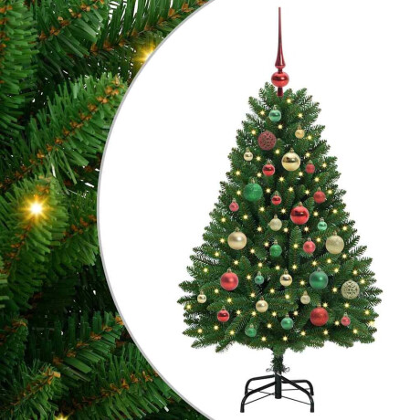 vidaXL Kunstkerstboom met LED -striplichten Groen 120 cm PVC en Metaal afbeelding2 - 1