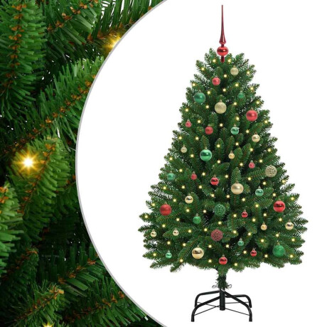 vidaXL Kunstkerstboom met LED -striplichten Groen 150 cm PVC en Metaal afbeelding2 - 1