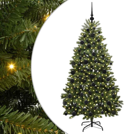 vidaXL Kunstkerstboom met LED -striplichten Groen 180 cm PVC en Metaal afbeelding2 - 1