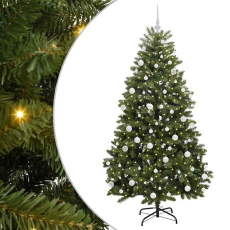 vidaXL Kunstkerstboom met LED -striplichten Groen 180 cm PVC en Metaal afbeelding2 - 1