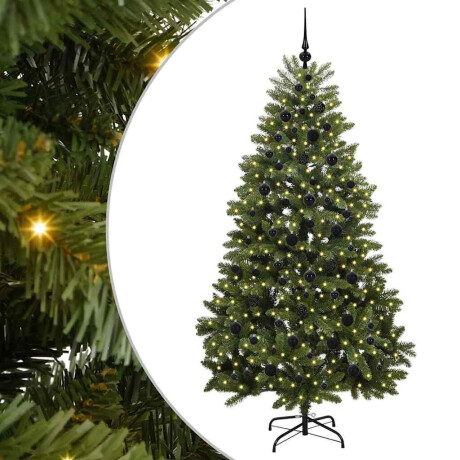 vidaXL Kunstkerstboom met LED -striplichten Groen 210 cm PVC en Metaal afbeelding2 - 1