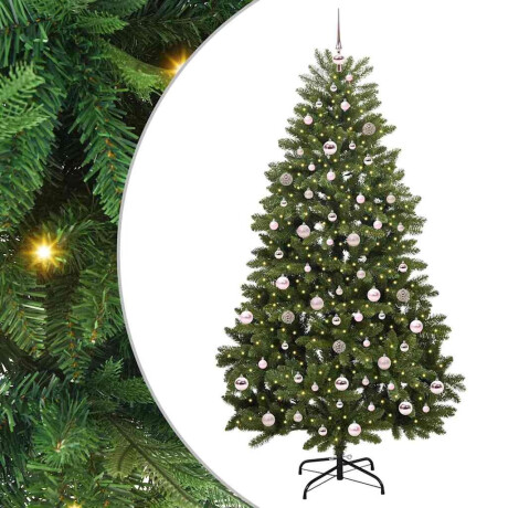 vidaXL Kunstkerstboom met LED -striplichten Groen 210 cm PVC en Metaal afbeelding2 - 1