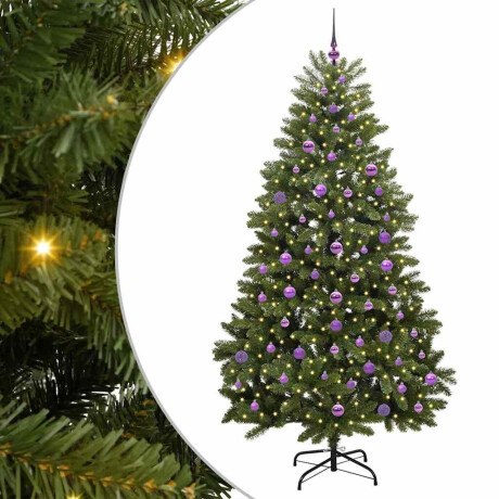 vidaXL Kunstkerstboom met LED -striplichten Groen 210 cm PVC en Metaal afbeelding2 - 1