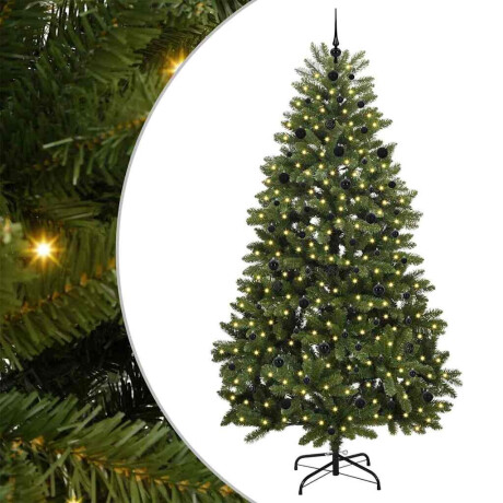 vidaXL Kunstkerstboom met LED -striplichten Groen 240 cm PVC en Metaal afbeelding2 - 1