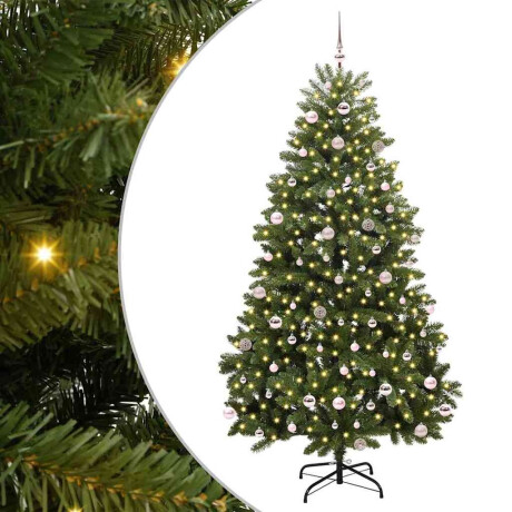 vidaXL Kunstkerstboom met LED -striplichten Groen 240 cm PVC en Metaal afbeelding2 - 1