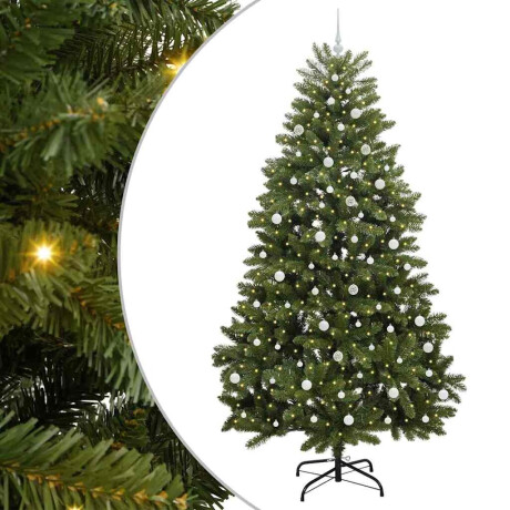 vidaXL Kunstkerstboom met LED -striplichten Groen 240 cm PVC en Metaal afbeelding2 - 1