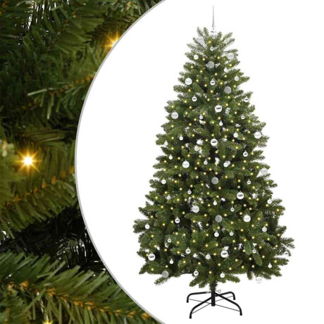 vidaXL Kunstkerstboom met LED -striplichten Groen 240 cm PVC en Metaal afbeelding2 - 1