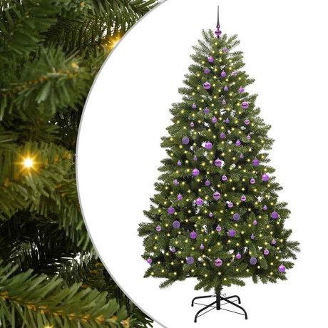 vidaXL Kunstkerstboom met LED -striplichten Groen 240 cm PVC en Metaal afbeelding2 - 1