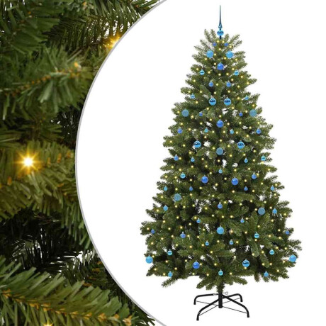 vidaXL Kunstkerstboom met LED -striplichten Groen 240 cm PVC en Metaal afbeelding2 - 1