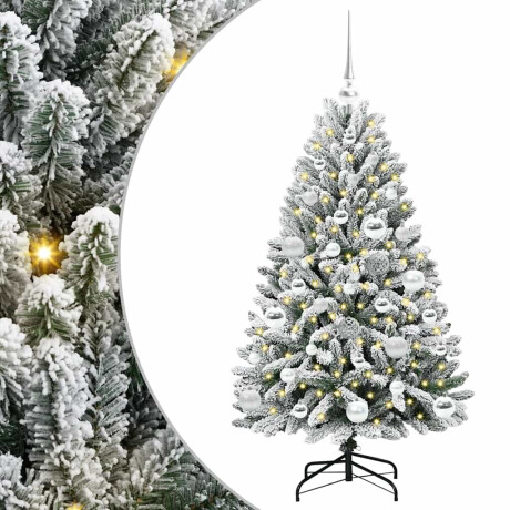 vidaXL Kunstkerstboom Groen en Wit 120 cm PVC en Metaal afbeelding2 - 1