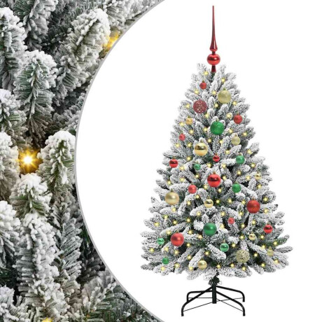 vidaXL Kunstkerstboom Groen en Wit 120 cm PVC en Metaal afbeelding2 - 1
