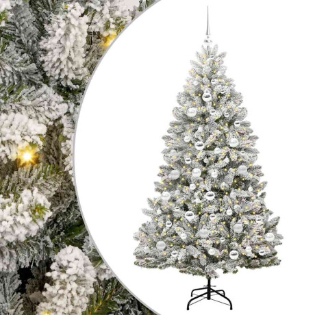 vidaXL Kunstkerstboom Groen en Wit 180 cm PVC en Metaal afbeelding2 - 1