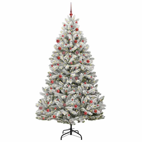 vidaXL Kunstkerstboom Groen en Wit 210 cm PVC en Metaal afbeelding2 - 1