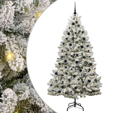 vidaXL Kunstkerstboom Groen en Wit 210 cm PVC en Metaal afbeelding2 - 1