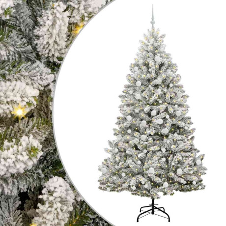 vidaXL Kunstkerstboom Groen en Wit 210 cm PVC en Metaal afbeelding2 - 1