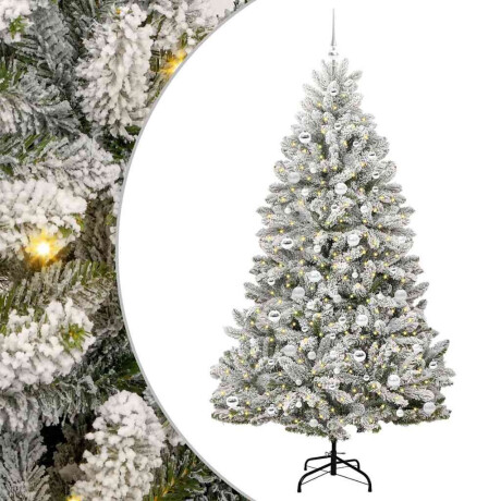 vidaXL Kunstkerstboom Groen en Wit 210 cm PVC en Metaal afbeelding2 - 1