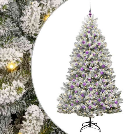 vidaXL Kunstkerstboom Groen en Wit 210 cm PVC en Metaal afbeelding2 - 1