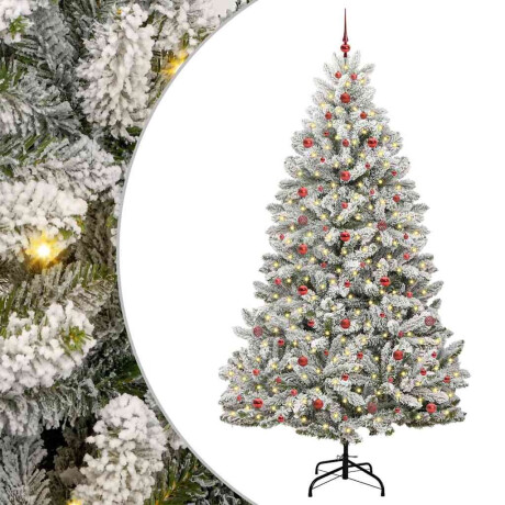 vidaXL Kunstkerstboom Groen en Wit 240 cm PVC en Metaal afbeelding2 - 1