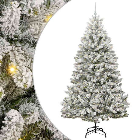 vidaXL Kunstkerstboom Groen en Wit 240 cm PVC en Metaal afbeelding2 - 1