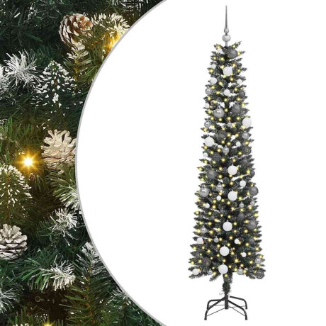 vidaXL Kunstkerstboom met LED -striplichten Groen 210cm PVC afbeelding2 - 1
