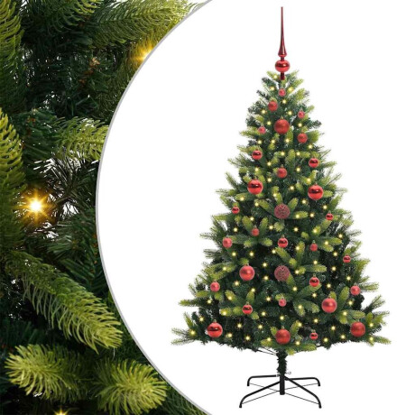 vidaXL Kunstkerstboom met scharnier 150 LEDs Groen 120 cm PVC en PE afbeelding2 - 1