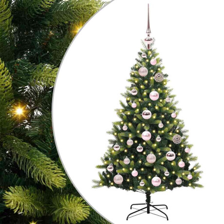 vidaXL Kunstkerstboom met scharnier 150 LEDs Groen 120 cm PVC en PE afbeelding2 - 1