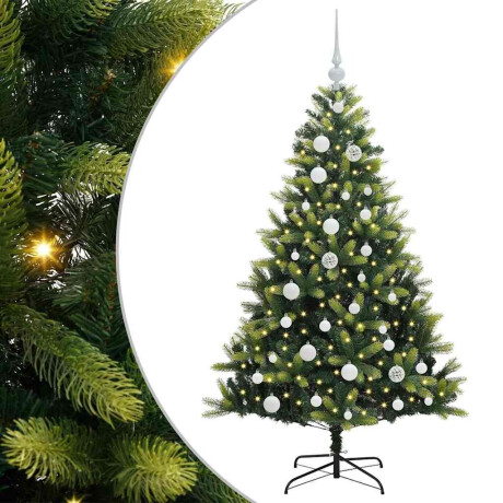vidaXL Kunstkerstboom met scharnier 150 LEDs Groen 120 cm PVC en PE afbeelding2 - 1