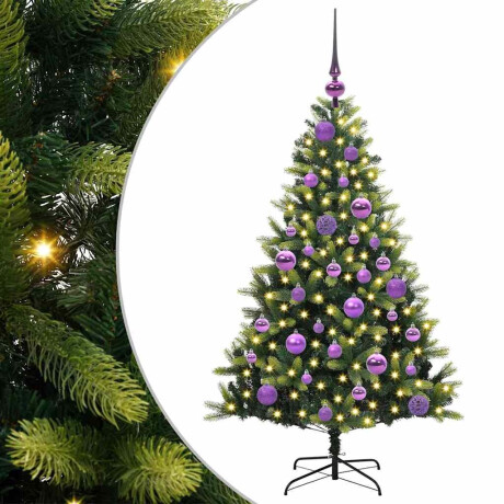vidaXL Kunstkerstboom met scharnier 150 LEDs Groen 120 cm PVC en PE afbeelding2 - 1