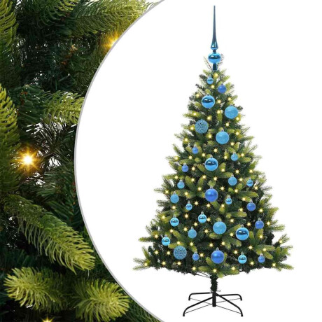 vidaXL Kunstkerstboom met scharnier 150 LEDs Groen 120 cm PVC en PE afbeelding2 - 1