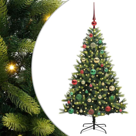 vidaXL Kunstkerstboom met scharnier 150 LEDs Groen 120 cm PVC en PE afbeelding2 - 1