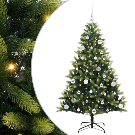 vidaXL Kunstkerstboom met scharnier 150 LEDs Groen 150 cm PVC en PE afbeelding2 - 1