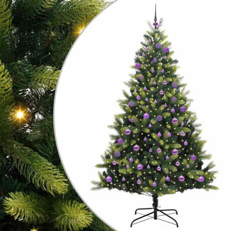 vidaXL Kunstkerstboom met scharnieren 300 LEDs Groen 180 cm PVC en PE afbeelding2 - 1