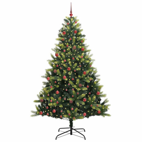 vidaXL Kunstkerstboom met Scharnieren 300 LEDs Groen 210 cm PVC en PE afbeelding2 - 1