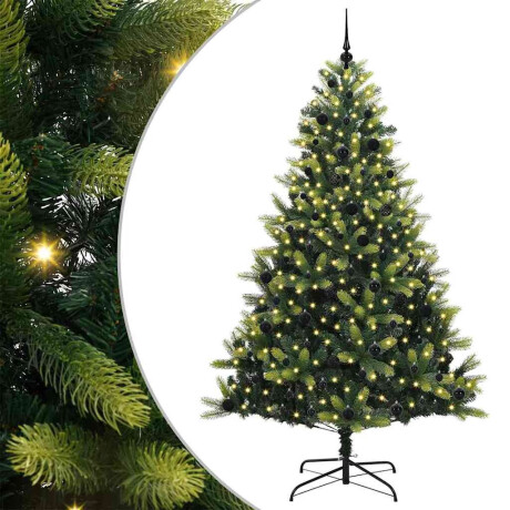 vidaXL Kunstkerstboom met scharnier 300 LED's Groen 240 cm PVC en PE afbeelding2 - 1